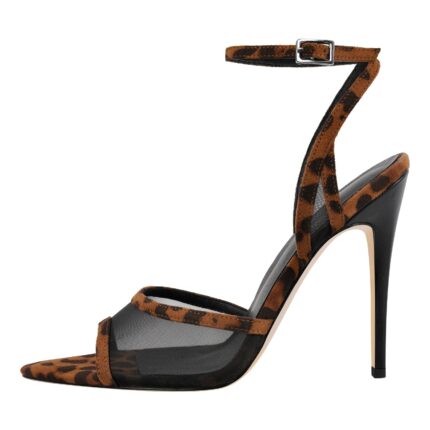 Mesh Pointed Toe Ankle Strap Sandals